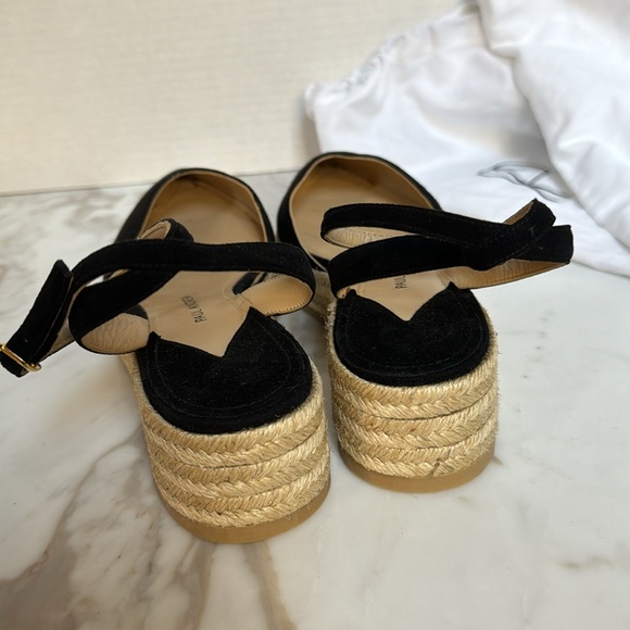 Paul Andrew Rhea Espadrilles Black Suede Pointed Toe Ankle Straps Sandals 35 - Picture 4 of 11